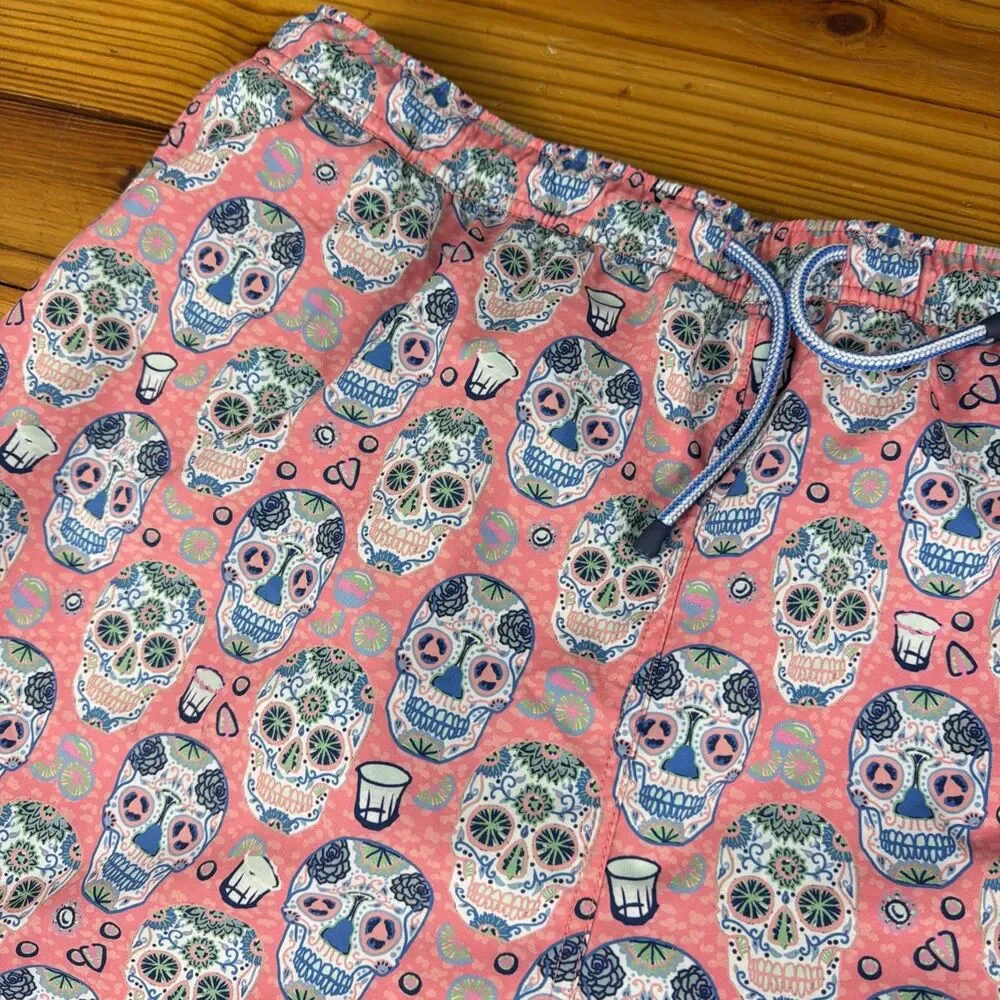 Peter Millar Seaside Swim Trunks Mens XXL Skulls Board Shorts
